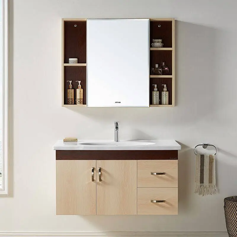 Modern style solid wood wall mount undermount bathroom Vanity 1