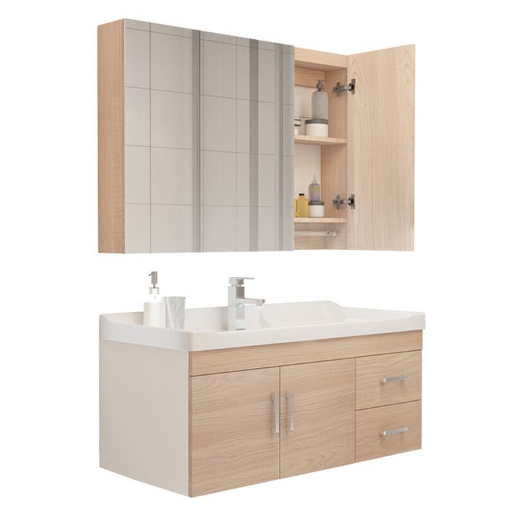 Modern style solid wood wall mount undermount bathroom Vanity 2