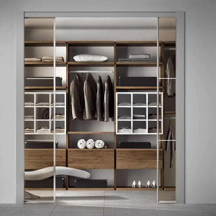 China Factory Price Wood Clothes Cabinet 2 Door Wardrobe With Mirror Steel Cupboard Designs Bedrooms 1