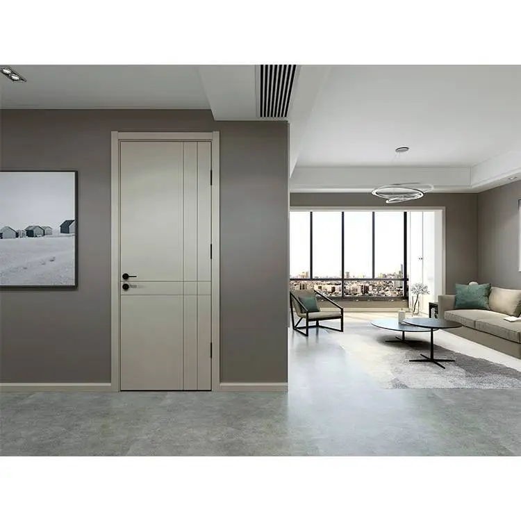 Wood Walnut Modern Different Design Solid Door Interior Sliding Graphic Design Hotel Push and Pull Polymer 1