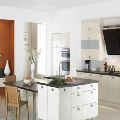 Modular White Melamine Kitchen Cabinets Cabinet Type, PVC Solid Wood Modern Graphic Design Lazy Susan Storage Drawer SLIDE Hotel 1