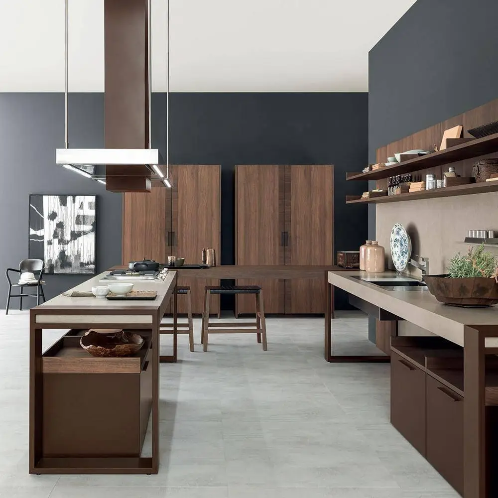 Chinese design Modern classic modern style kitchen cabinets design cupboard wood 1