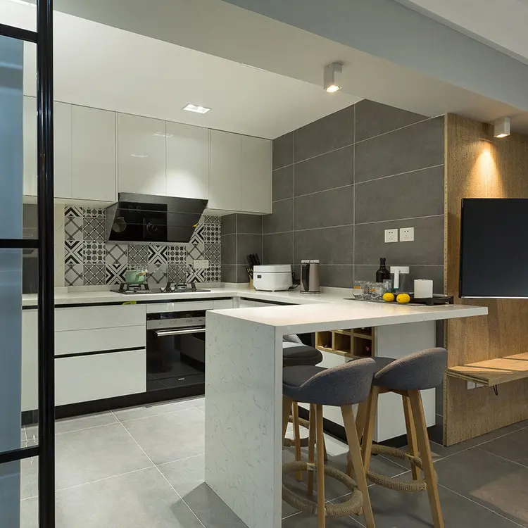 Y&R Furniture Dark Wood Modern Kitchen Maple/Oak/Solid Wood/MDF/melaminated Particle Board/PVC/ Polywood Dark Wood Modern Kitchensuppliers 2
