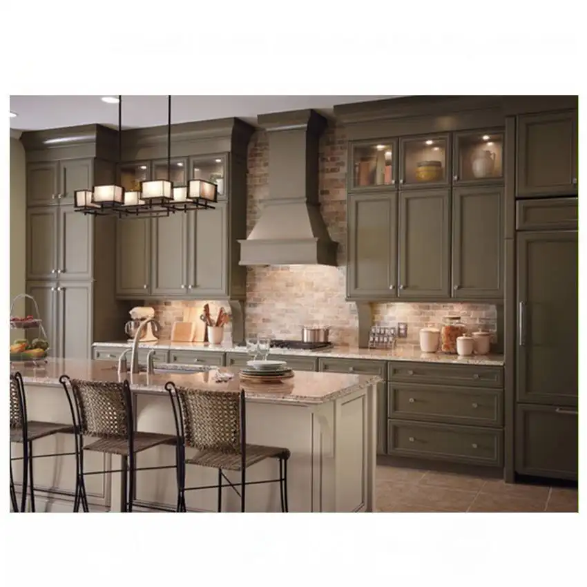 Custom Made Modern Kitchen with Natural Wood Cabinets Price List 2