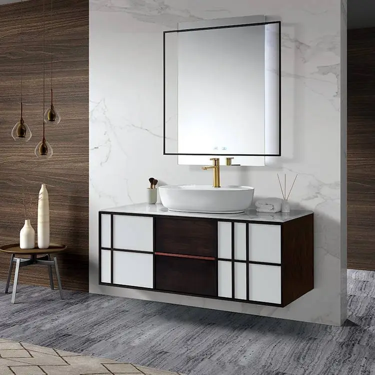Minimalist washbasin wall hanging bathroom cabinet vanity 1