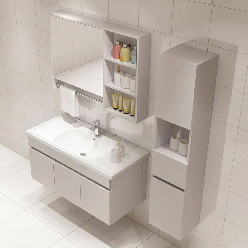 Bathroom Modern Mirrored Cabinet,Corner Bathroom Vanity Sink Base Cabinet 1