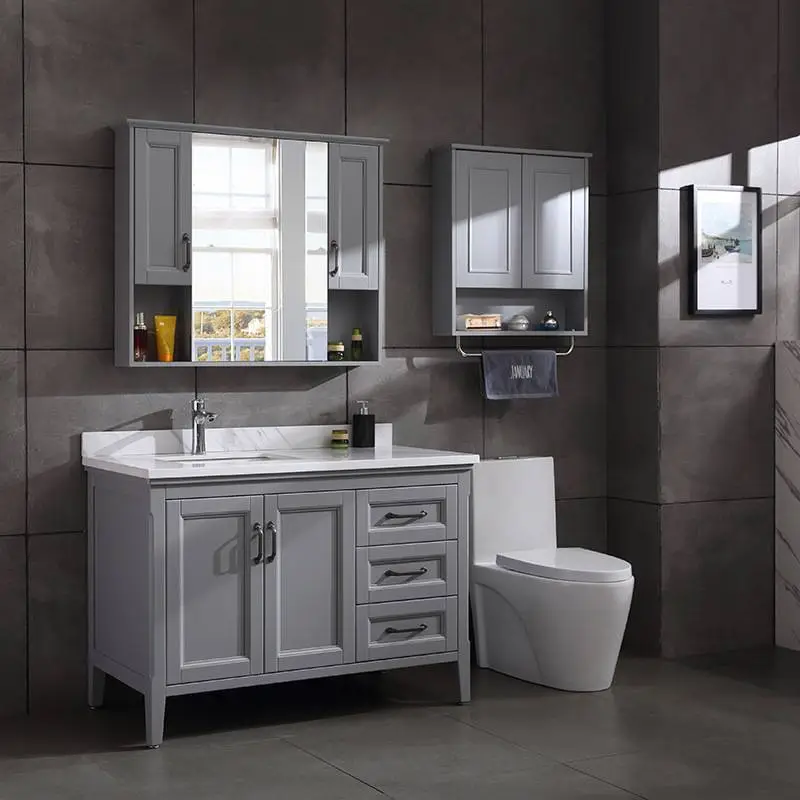Bathroom cabinet combination mirror cabinet bathroomwash basin of counter top cabinet solid wood european-style bathroom cabin 1