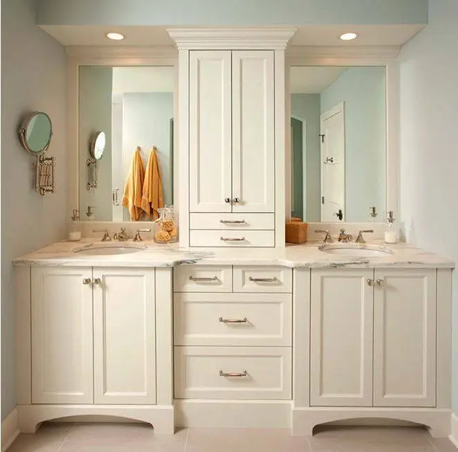 Custom Classic Commercial Double Sink Bathroom Vanity Cabinet 1