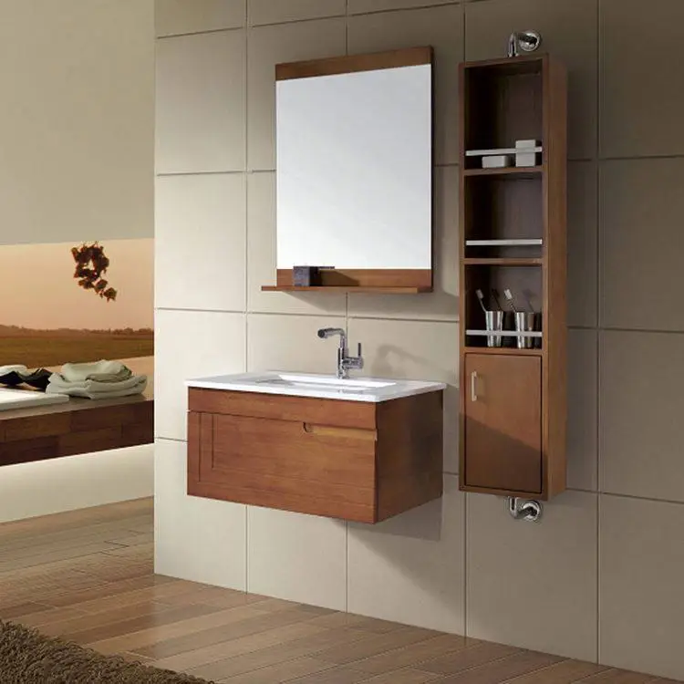 Wall Hung Furniture Design Wooden Mirror Cabinet Bathroom Vanity Units 1