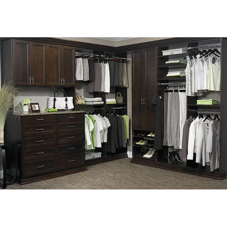 Custom Walk in Closet Maple/Oak/Solid Wood/MDF/melaminated Particle Board/PVC/ Polywood - - Y&R Furniture 4