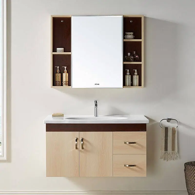 Light Grey Modern Solid Wood Bathroom Cabinet Sets 1