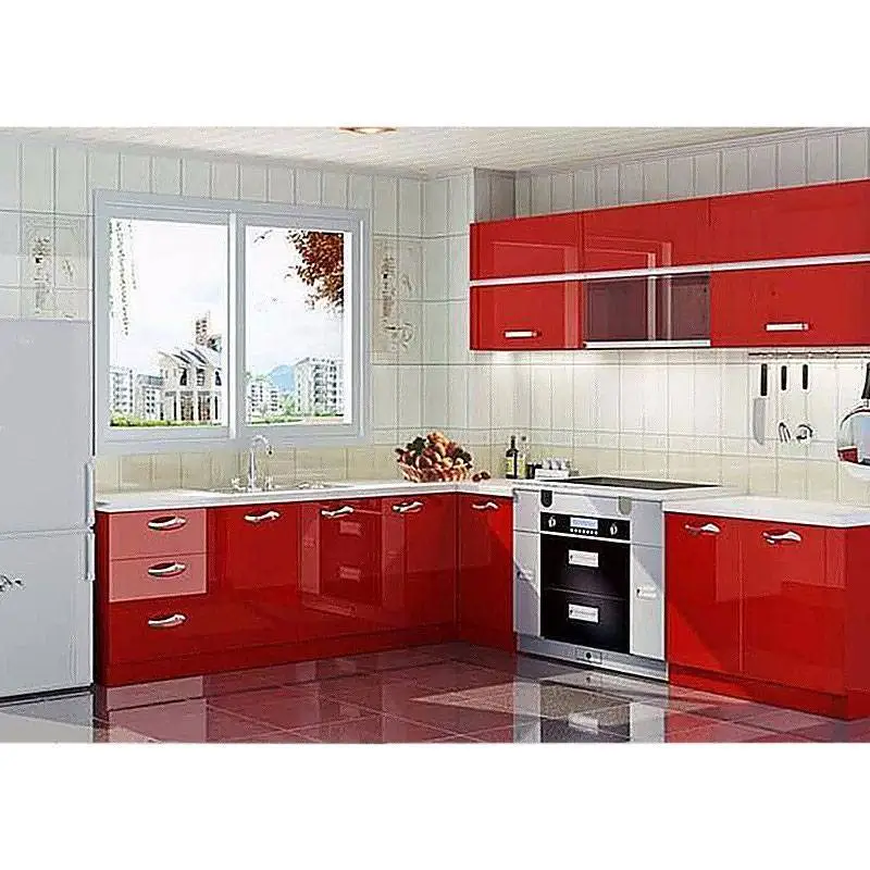 High Gloss Grey Wood Modern Kitchen Cabinets Price 1
