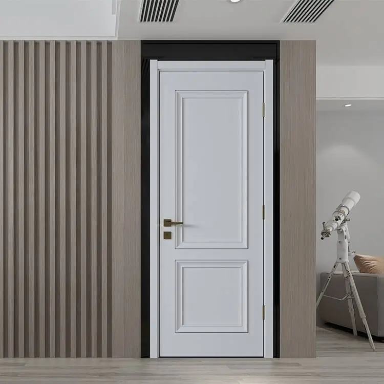 China New Style Inside Simple White Solid Bedroom Closet Sliding Wooden Door Designs 1