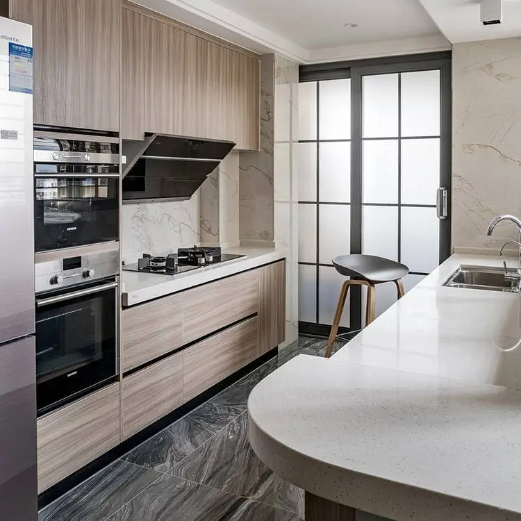 China manufacturer modern style open kitchen cabinet designs wood kitchen cabinet apartment projects custom made 1