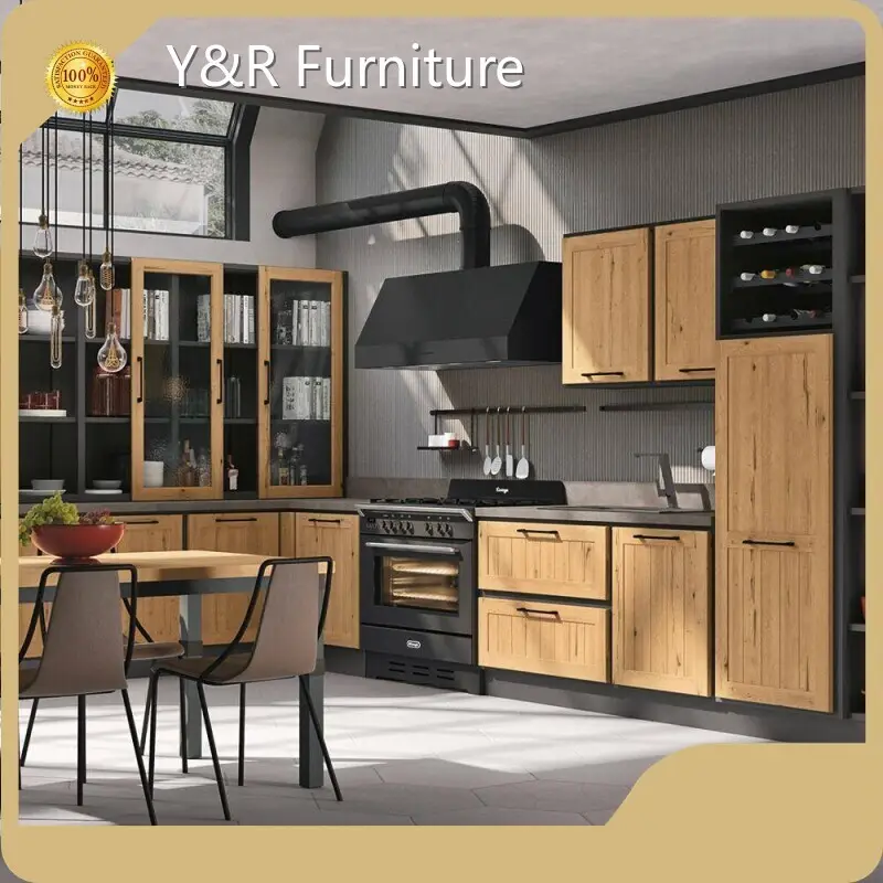 High-quality Modern Natural Wood Kitchen Cabinets Factory 1