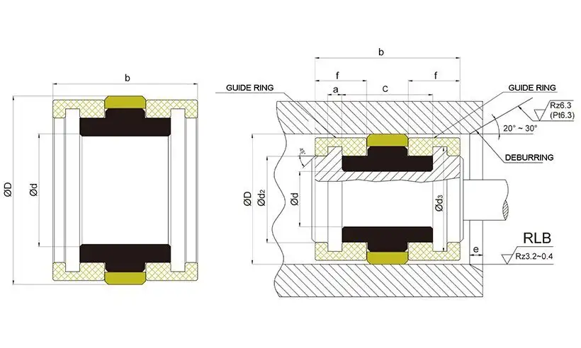 DMS Seal Manufacturer ptfe hydraulic piston seals sizes with ptfe nbr and pom for pneumatic equipment 2