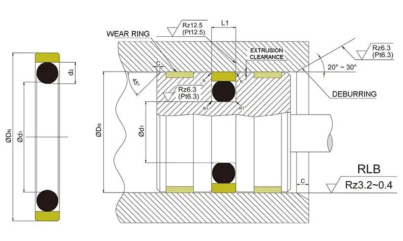 DMS Seal Manufacturer ptfe hydraulic piston seals with ptfe nbr and pom for sale 2