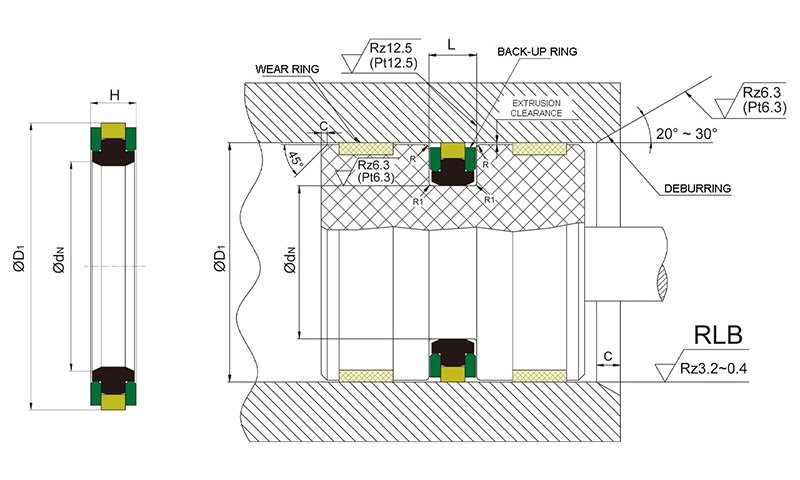 nbrfkm hydraulic OEM piston seals DMS Seal Manufacturer hydraulic
 ptfe 2
