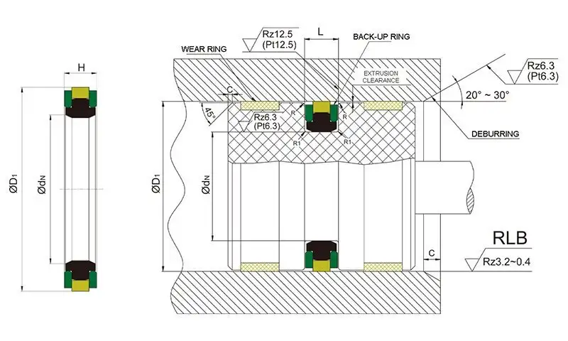 nbrfkm hydraulic OEM piston seals DMS Seal Manufacturer hydraulic
 ptfe 2