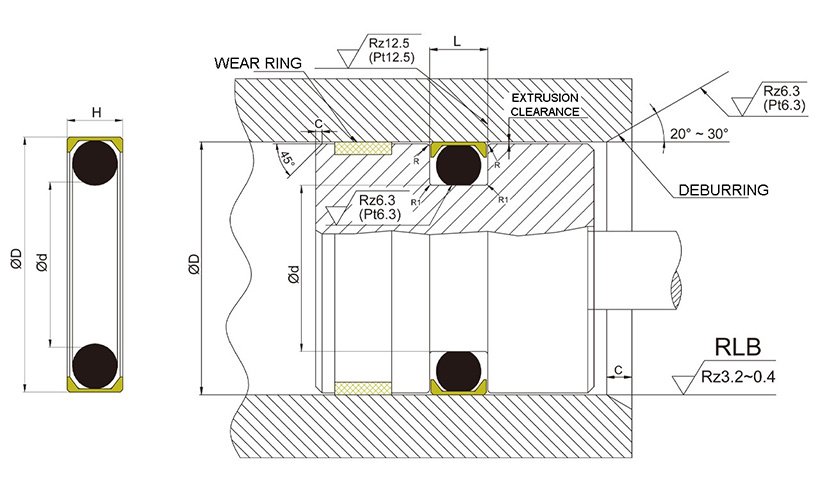 pneumatic piston seals ptfe seal piston seals nbrfkm DMS Seal Manufacturer Brand 2