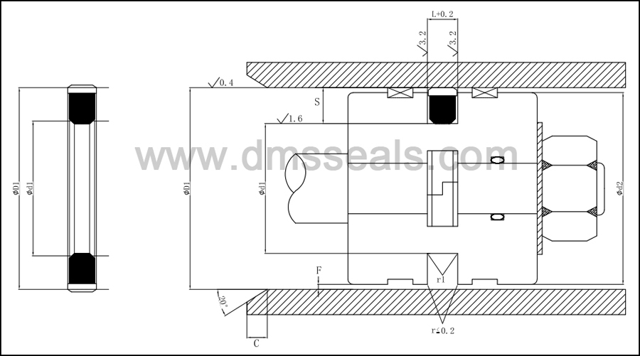 ptfe oring pneumatic piston seals piston nbrfkm DMS Seal Manufacturer Brand 2