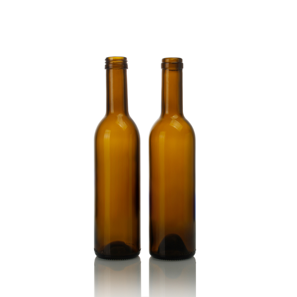 Chai thủy tinh màu hổ phách Bordeaux Burgundy tùy chỉnh 375ml 750ml 2
