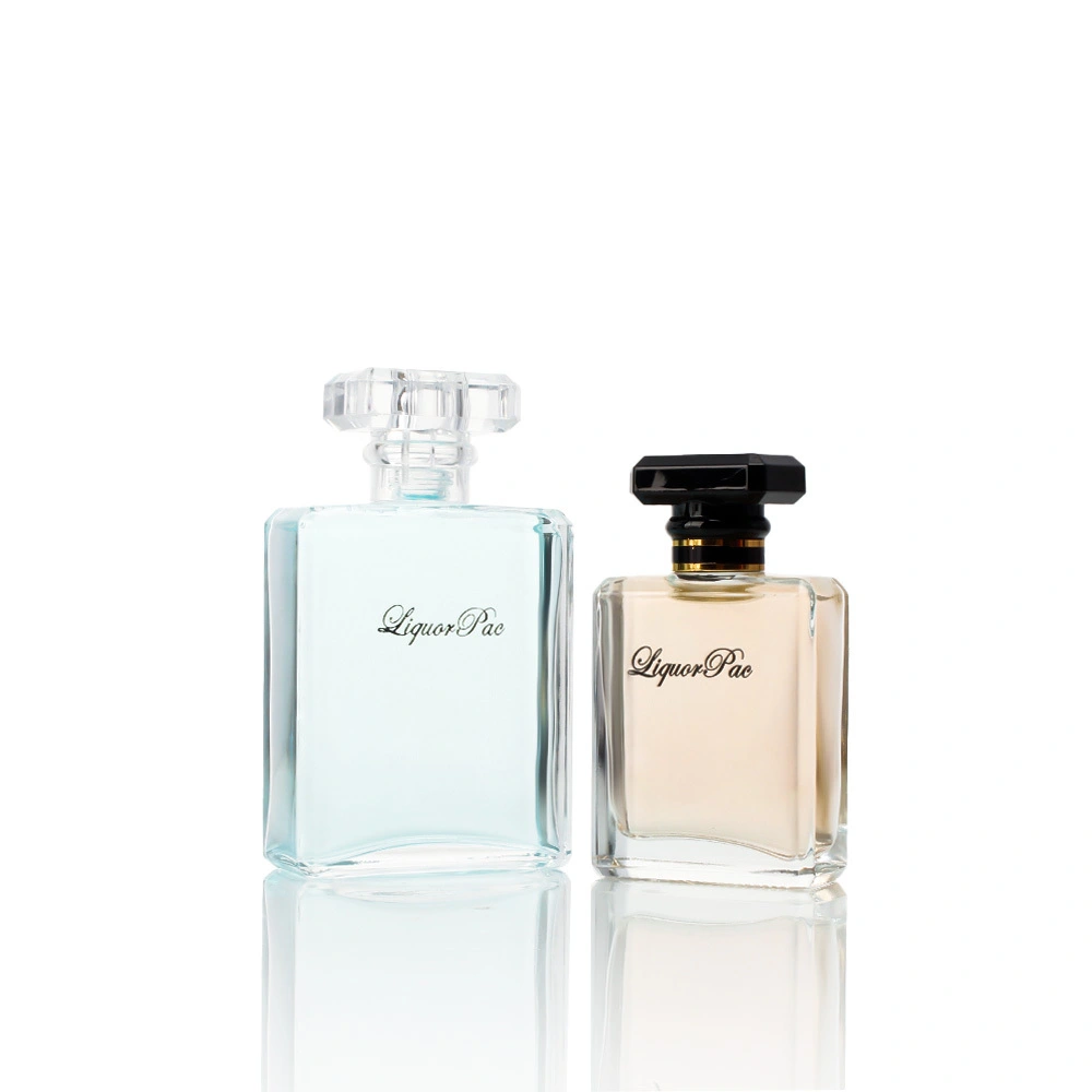 Flat Square Glass Perfume Bottle With Lid Luxury Style OEM 1