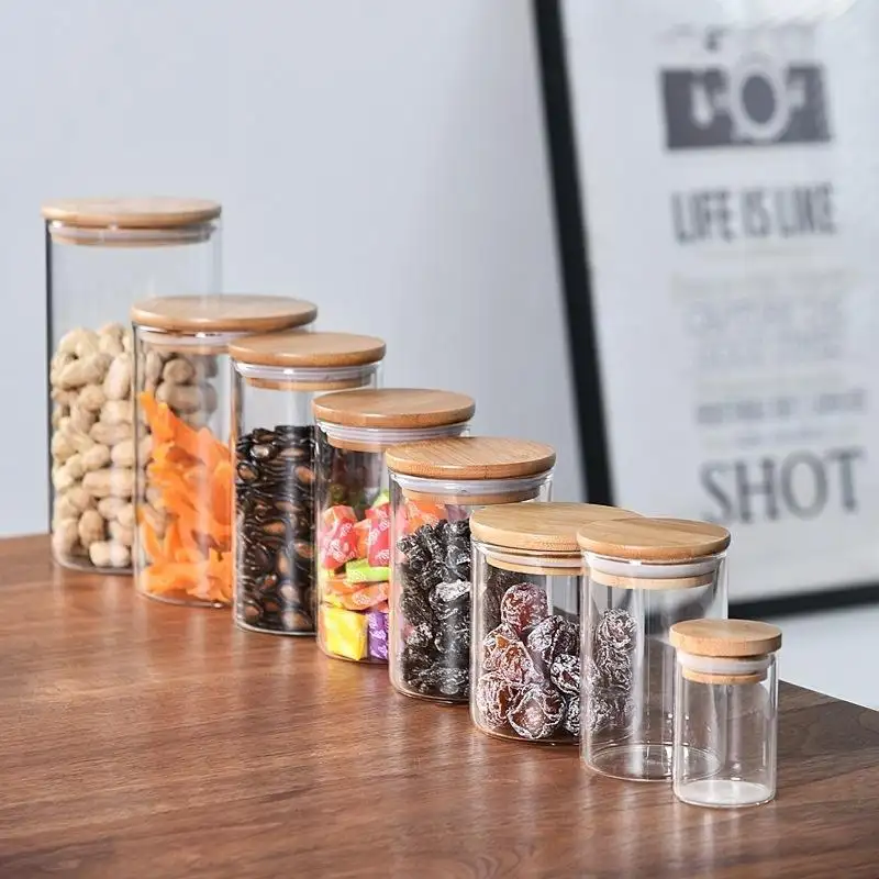 High-Qualityglass Jars with Lids Wholesale ODM/OEM Bamboo Lid + Silicone Pad 5