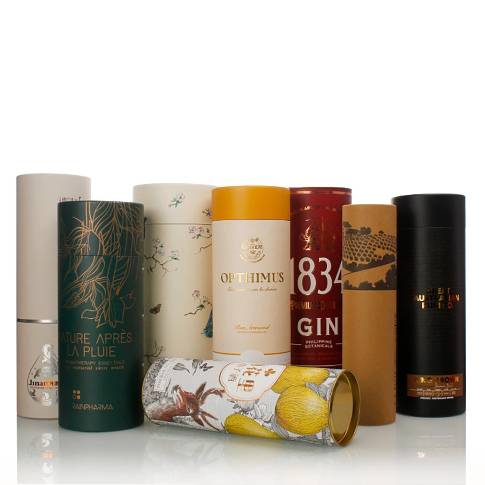 Customized Printed Tube Gift Box Round Packing Wine Box 1