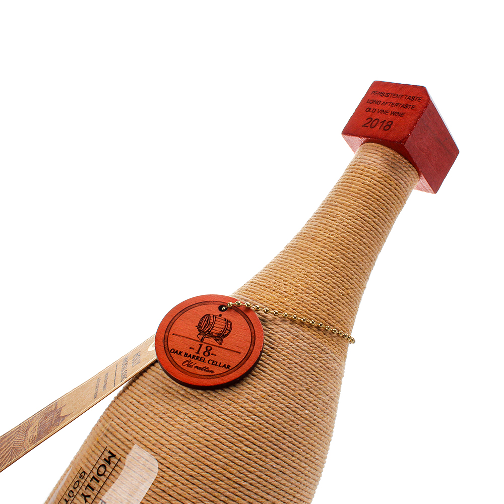 750 мл спиртных стеклянных бутылок с деревянной крышкой и меткой шеи 2