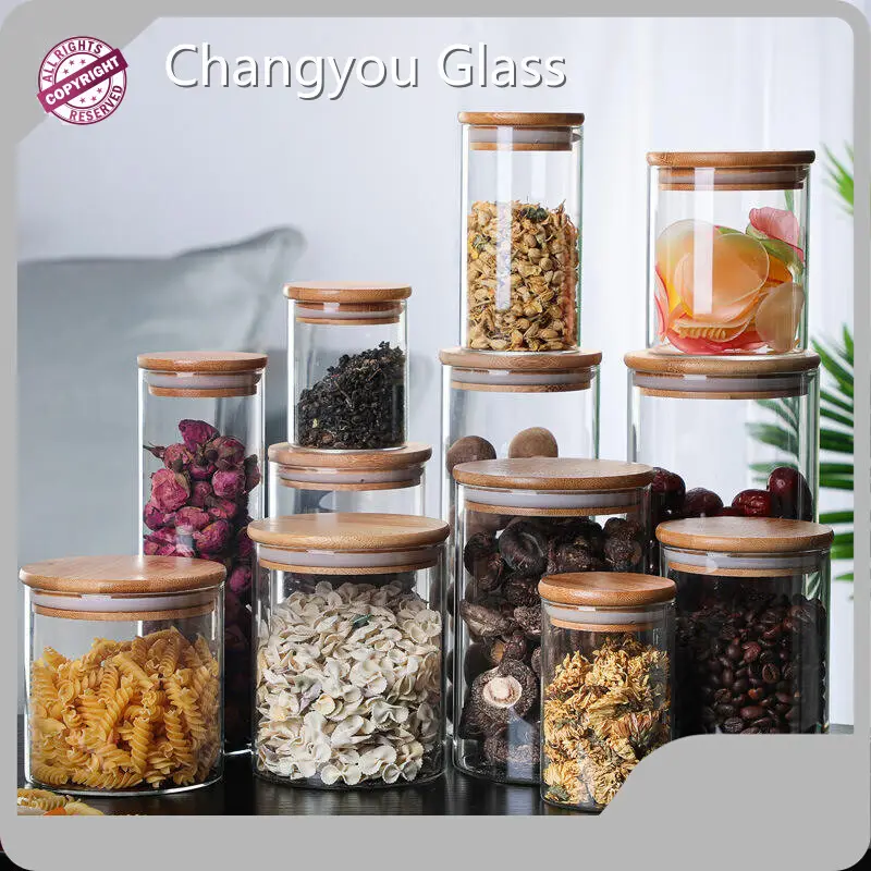 High-Qualityglass Jars with Lids Wholesale ODM/OEM Bamboo Lid + Silicone Pad 1