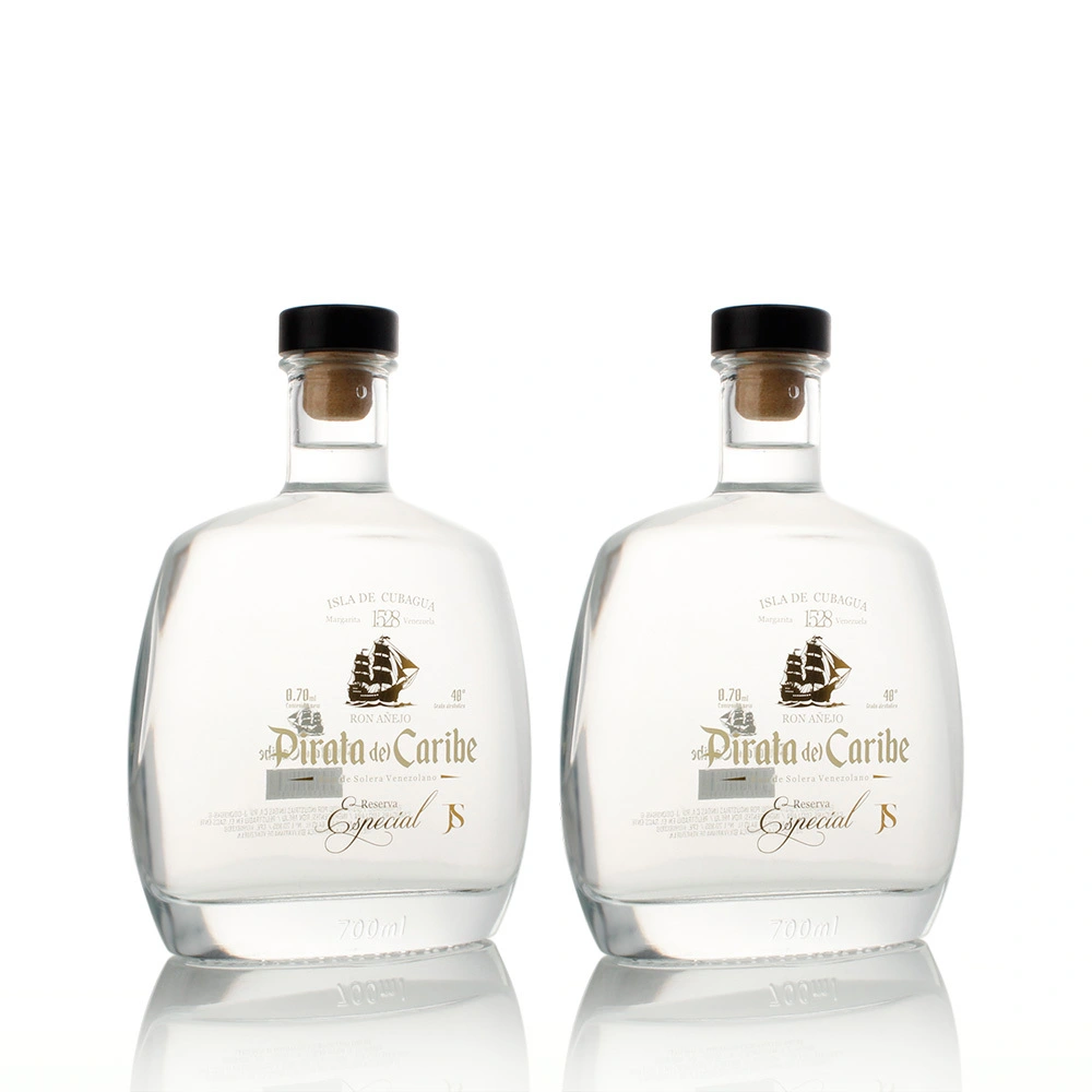 750ml Flat Extra Flint Whiskey Glass Bottle with Cork Cap 1