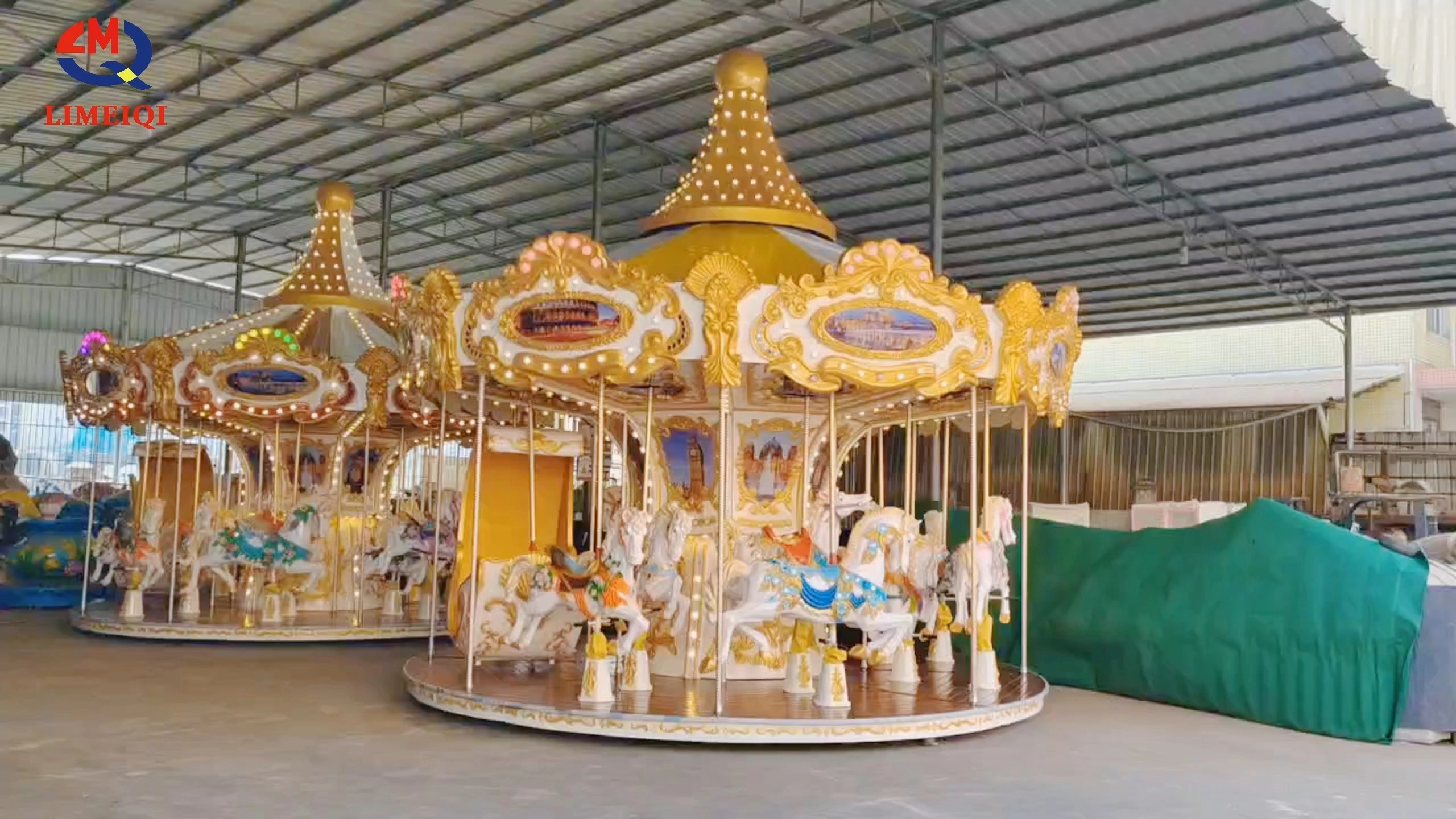 12-Seat Luxury Carousel with Hand-Painted Designs, Velvet Seats, and Twinkling Lights | LMQ | Limeiqi 1