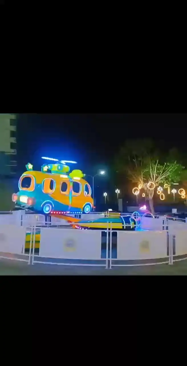 Sightseeing Bus Themed Kids' Ride with Vibrant Design and Colorful Lights 1