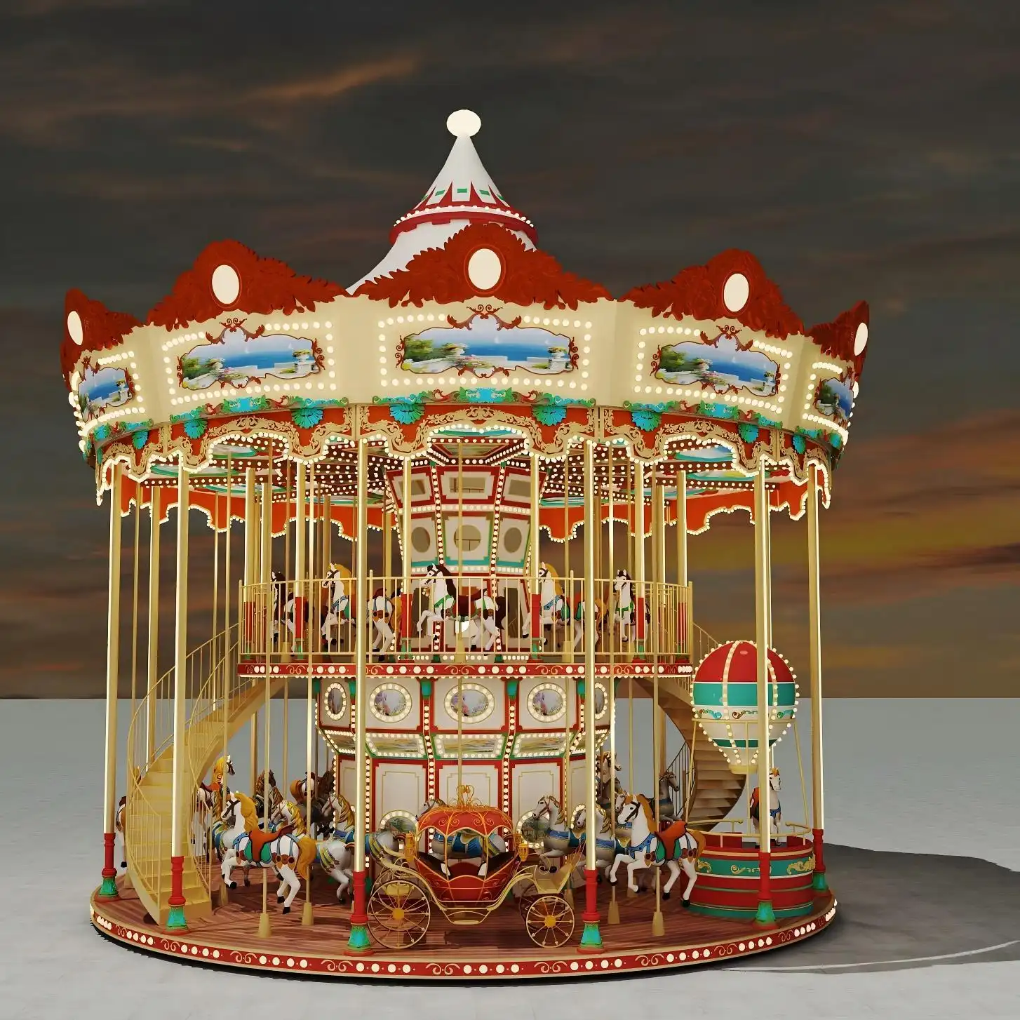Limeiqi Carousels con un impresionante diseño de dos niveles y detalles intrincados | LMQ | Limeiqi 1