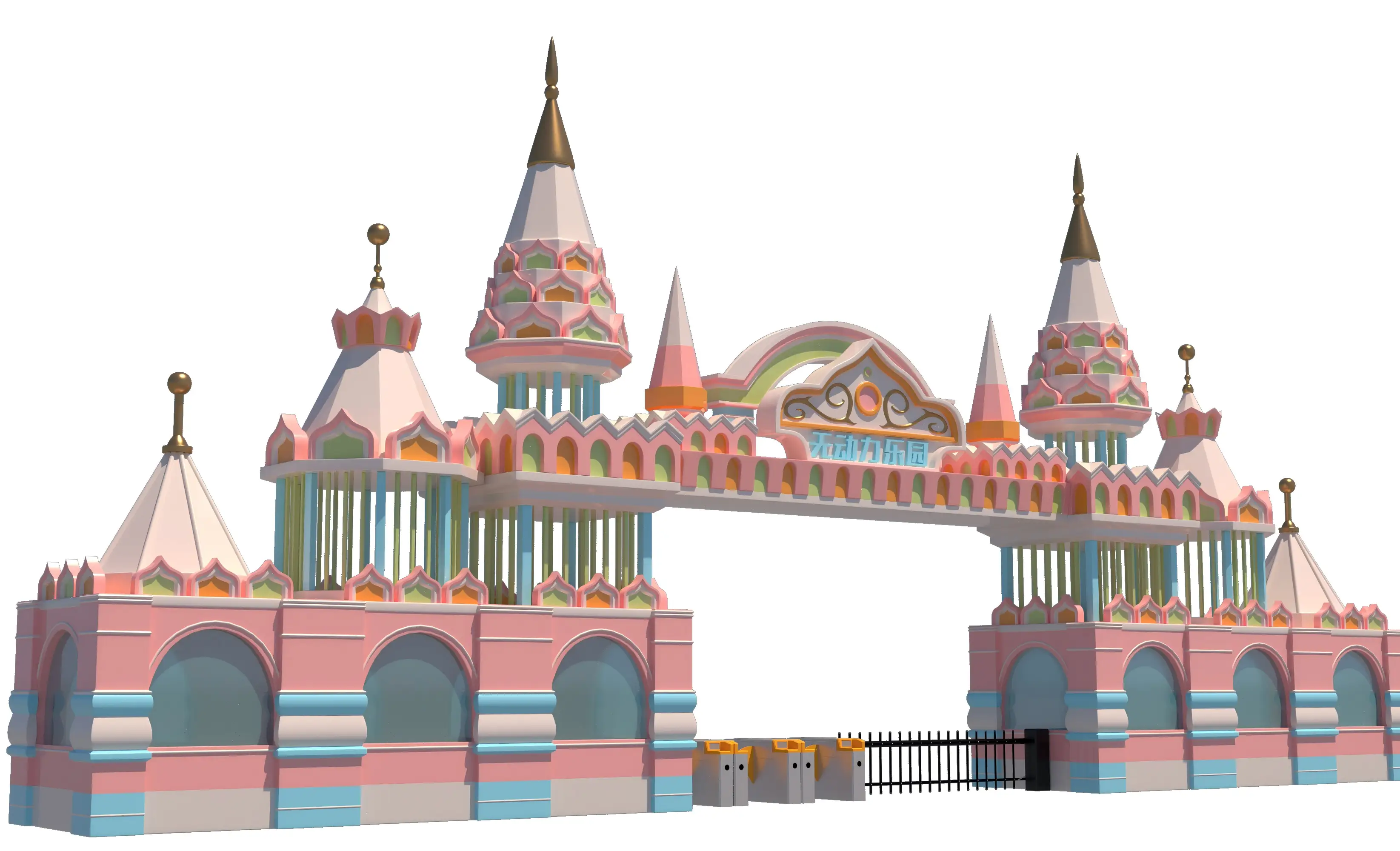 Fairy Tale Inspired 3D Entrance Gates for Amusement Park with Castle Like Structures and Clock Designs | LMQ | Limeiqi 1