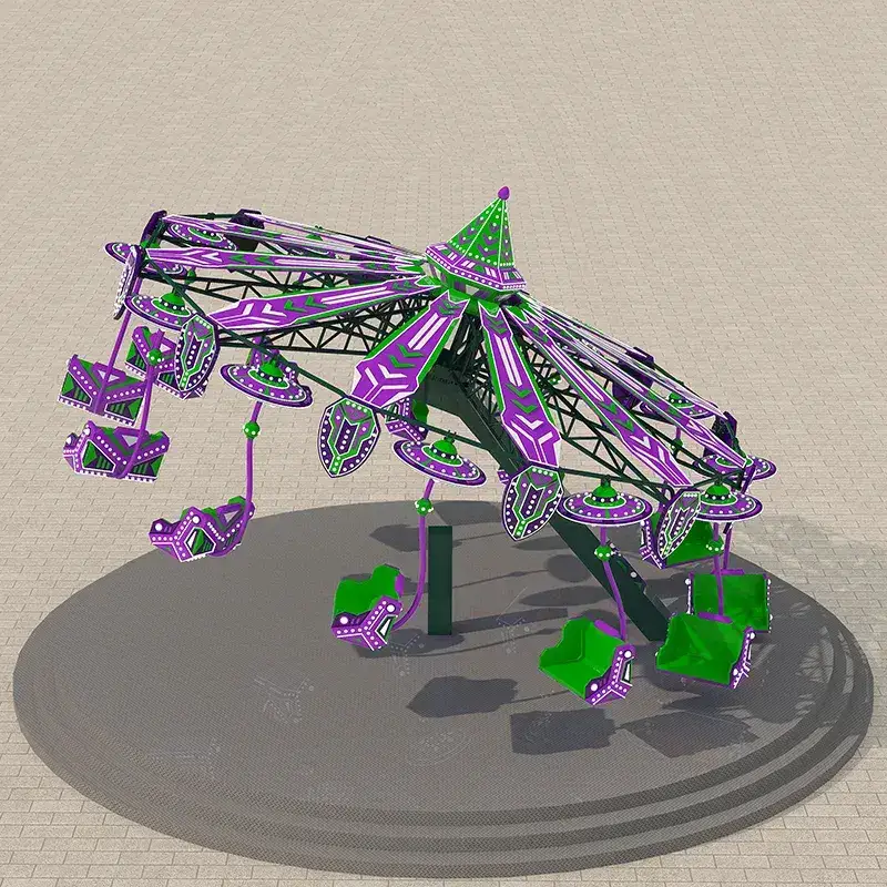 High Durability 24 Seats Double Flying Ride, Q235 Steel Amusement Equipment