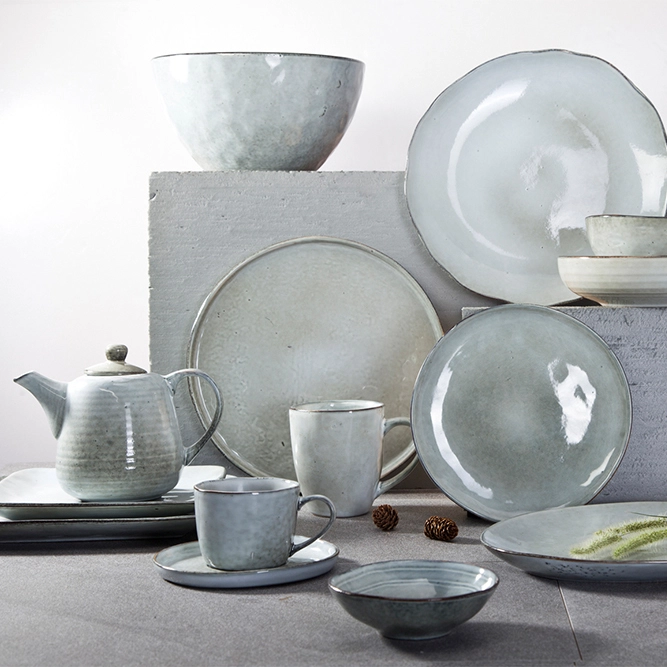 Vintage Vietnamese Style Mixed Lake Water Color Porcelain Dinner Set for Bistro -TC02 1