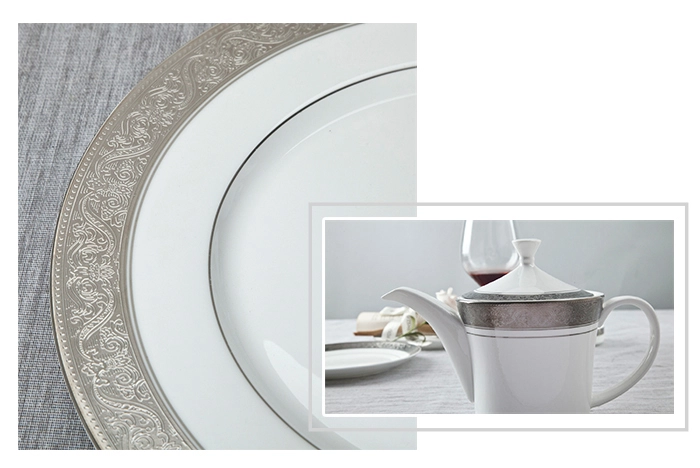 Two Eight round Fine china dinnerware set personalized for hotel 2