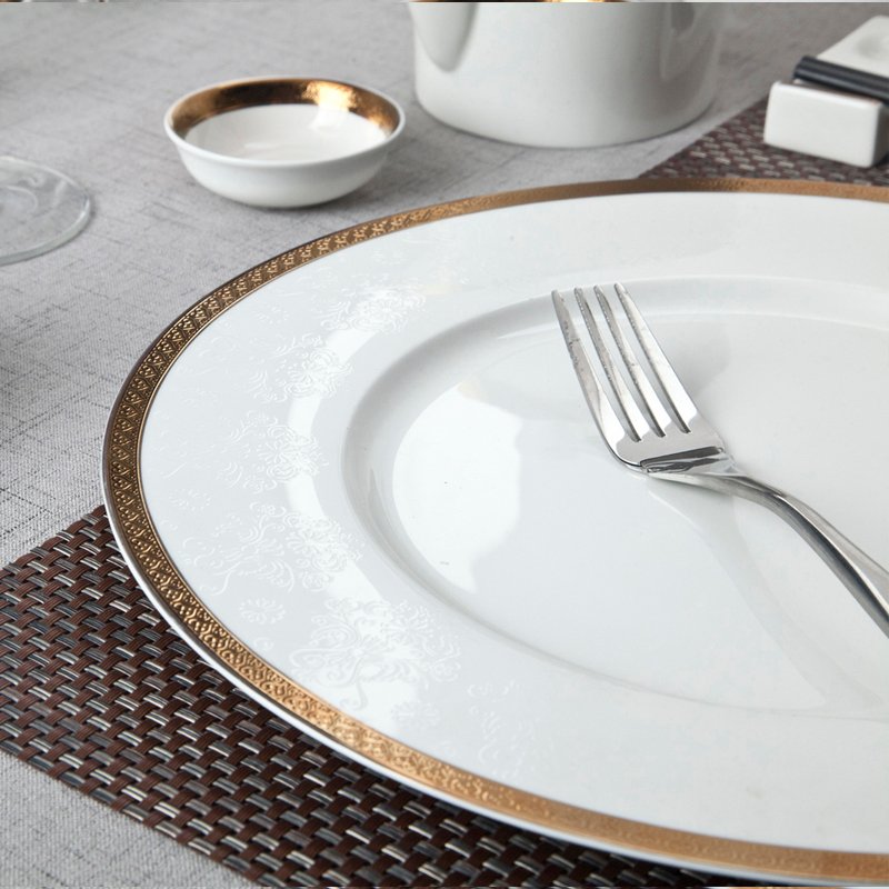 Casual Style White Fine Bone china Dinnerware With Gloden Decal Rim - TD04 2