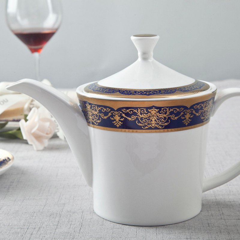 Italian Style Dark Blue Fine Bone china Dinnerware With Decal Rim - TD06 2