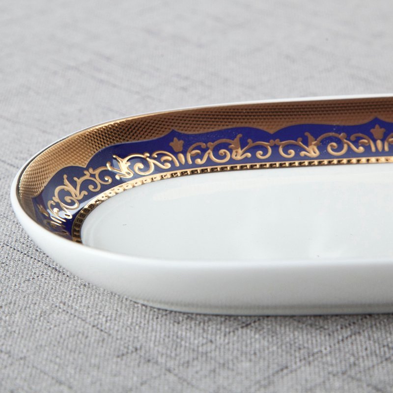 Italian Style Dark Blue Fine Bone china Dinnerware With Decal Rim - TD06 5