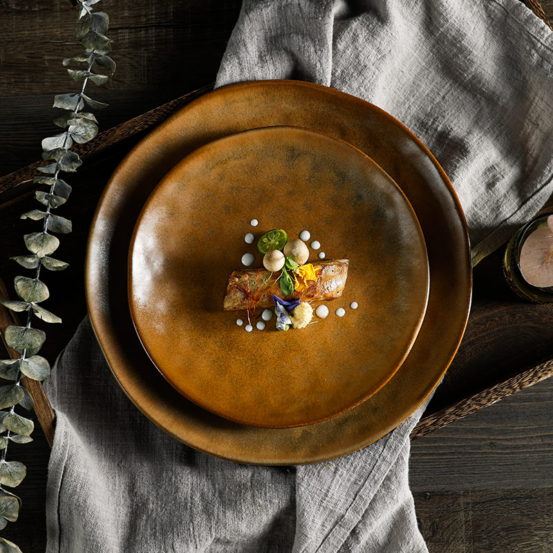 Terra Collection - 2022 New Design Matt  Khaki Unique Textured Porcelain Dinnerware Sets 4