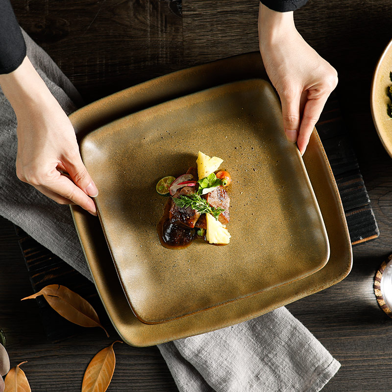 Terra Collection - 2022 New Design Matt  Khaki Unique Textured Porcelain Dinnerware Sets 7