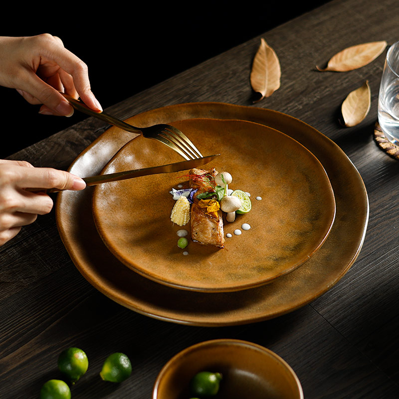 Terra Collection - 2022 New Design Matt  Khaki Unique Textured Porcelain Dinnerware Sets 6