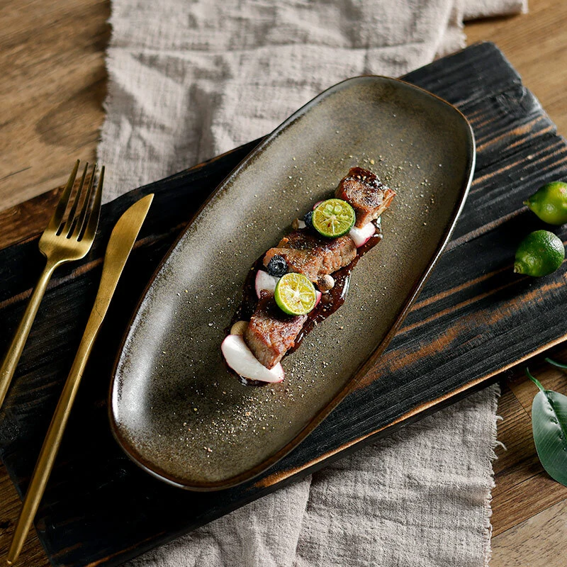 Gloire Collection - 2022 New Design Matt Dark Grey Unique Textured Porcelain Dinnerware Sets. 1