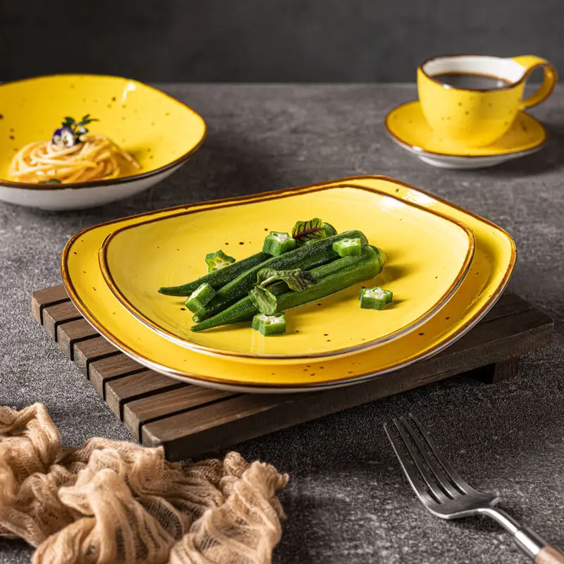 Green Porcelain Plates for Workplace Porcelainfactory Direct Supply 6