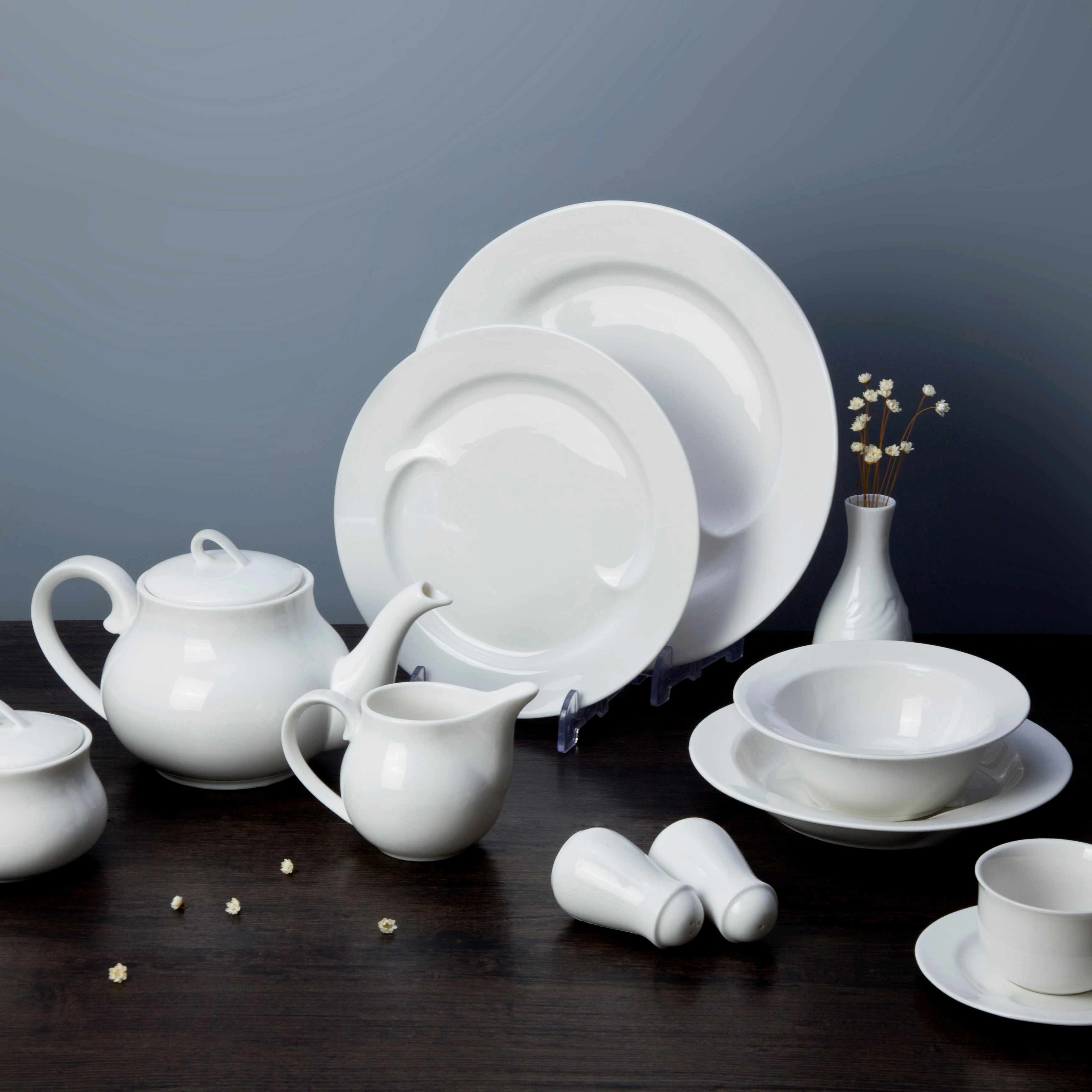 10 piece restaurant white ceramic dinnerware set - TW22 1