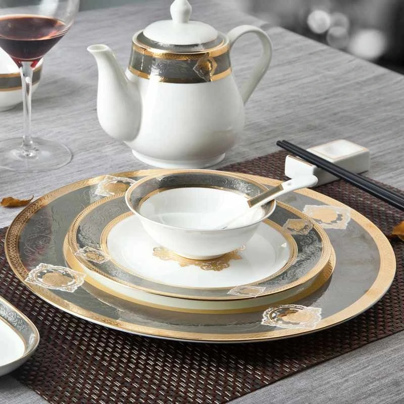 Royal Style Decal Porcelain Fine Bone china Dinnerware for Hotel - TD12 1