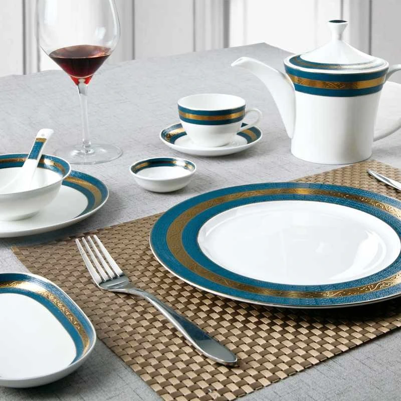 Navy Blue Fine & Golden Mixed Fine bone china Dinnerware for Hotel - TD07 1